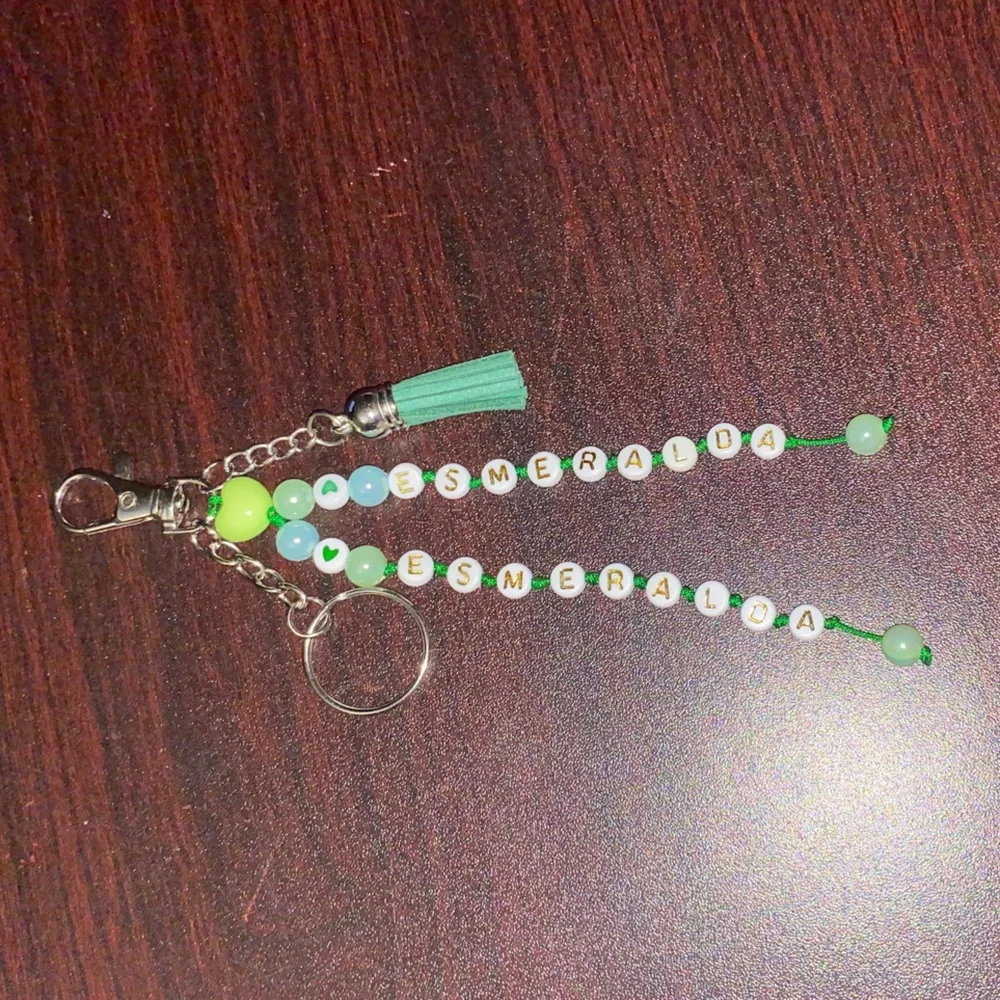 Keychain beaded charm with personalized Name Esmeralda